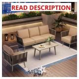 Gray Wicker 5-Seat Patio Set with Table