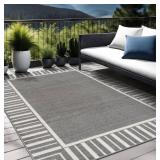 Edge Gray 8 ft. x 10 ft. Rubber Back Washable Geo
