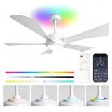52 in. RGB Indoor White Downroad Mount Ceiling Fa