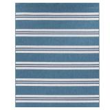 Stripes Blue 8x10 Rug Indoor/Outdoor