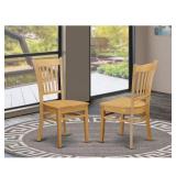 Oak Wood Seat Slat Back Dining Chair (Set)