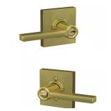 Latitude Satin Brass Keyed Entry Door Handle
