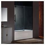 Frameless Tub Door 60x62 Matte Black