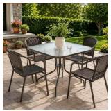 35.4 in. Square Tempered Glass Outdoor Patio Dini