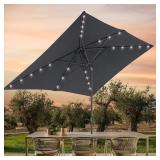 6 ft x 9 ft LED Patio Umbrella, UV, Anthracite