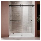 UKD01 Frameless Shower Door, Matte Black