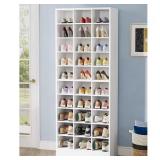 White 30-Pairs Tall Shoe Cabinet
