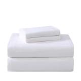 LA Solid 4-Piece White Cotton King Sheet Set