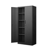 Black 72 in 2-Door Garage Cabinet with Lock