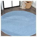 Haze Solid Low-Pile Blue 4 ft Round Rug