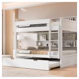 White Twin-Over-Twin Wood Bunk Bed