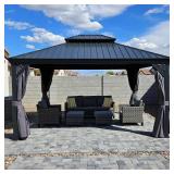 Gray Aluminum Gazebo with Netting & Curtain