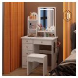 FUFU&GAGA 5-Drawer White Vanity Set