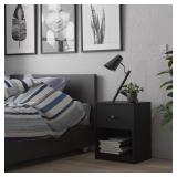 Portland Black 1-Drawer Nightstand