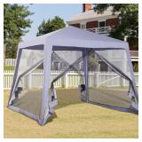 10x10x7.75 Slant Sun Canopy Tent w/ Mesh Grey