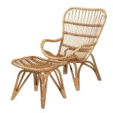 Earvin Natural Brown Armchair and Ottoman Set