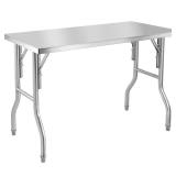Folding Table, Stainless Steel 48x24, 300 lb