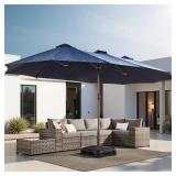 Dark Blue Patio Market Umbrella w/ Base