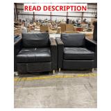 SET OF 2 Black Leather Chairs/ Unknown