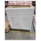 30" x 34.5" x 24" White Base Cabinet **HAS DAMAGE