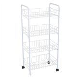 4-Tier Rolling Cart   White, Metal Frame