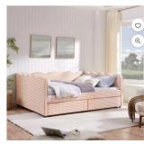 LHYY Queen Size Cozy Gingham Daybed with Two Stor