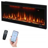 42" Smart Electric Fireplace, WiFi, 750/1500W