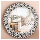 Round Crystal Wall Mirror - Living Room 17.7"