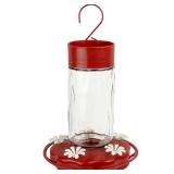Scarlet Swirl Glass Hummingbird Feeder 20 oz