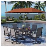 Black 8-Piece Metal Patio Dining Set w/Table **UM