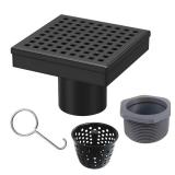 4 in. x 4 in. Matte Black Square Drain Cover