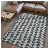 Aisha Moroccan Triangle Rug Cream/Navy 5x8