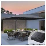 Outdoor Aluminum Cantilever Umbrella - Beige, see