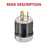 20 Amp 250V Locking Plug, Black/White 2321-CS