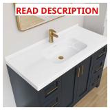 48 in. Solid White Vanity Top, 1 Sink