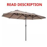 15 ft Steel Rectangular Outdoor Umbrella Tan