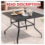 Nuu Garden Black Square Patio Table with Hole