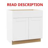 Shaker Sink Base Cabinet, Satin White