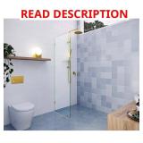 Vela Frameless Shower Door (Satin Brass)