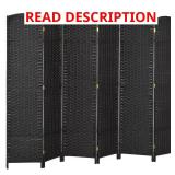 5.6 ft Tall 6-Panel Folding Room Divider Black