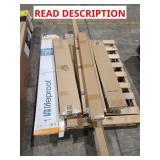 Assorted skid lot of flooring and blinds