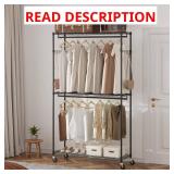 Heavy Duty Clothes Rack, Rolling - 3-Tier