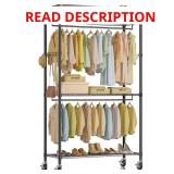 Black 3-Shelf Adjustable Steel Clothes Rack