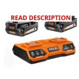 Ridgid 18V Dual Charger With (2) 2Ah Batteries