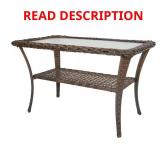 Flat Armrest Brown Wicker Outdoor Side Table