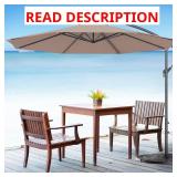 10 ft Steel Solar LED Patio Umbrella Tan