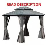 Domi 8x10 ft Galvanized Steel Gazebo, Grey