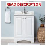 24 in. White Vanity with Marble Top
