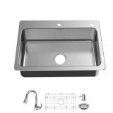 Bratten 33 in. Drop-In Sink with Faucet