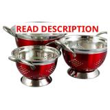 Oster Metaline 3-pk Colander Set Stainless Red